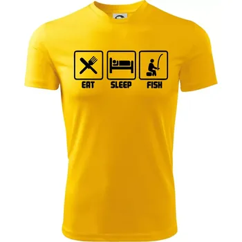 Chlapecké tričko Rybaření - Eat sleep Fish - Dětské triko sportovní (dresovina) - 122 cm/6 let ( Žlutá )