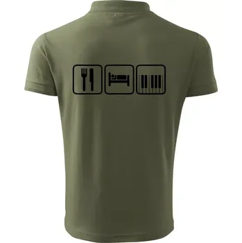 Pánská košile Eat sleep piano v řadě - Polokošile pánská Pique Polo 203 - M ( Khaki )