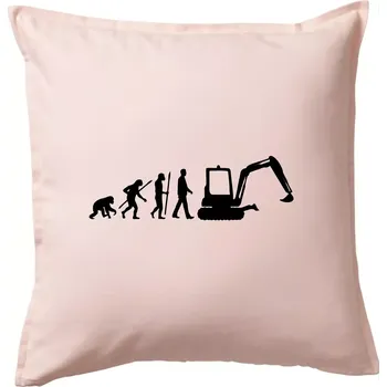 Polštář Evoluce bagr malý - Polštář 50x50 - 50x50 - Včetně výplně ( Světle růžová )