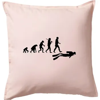 Polštář Evoluce potápění - Polštář 50x50 - 50x50 - Včetně výplně ( Světle růžová )