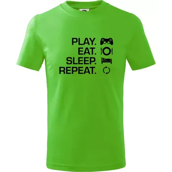 Chlapecké tričko Play Eat Sleep Repeat game - Tričko dětské bavlněné - 98 cm / 2 roky ( Apple Green )