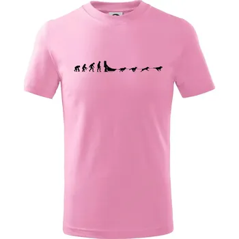 Chlapecké tričko Evoluce psí spřežení - Tričko dětské bavlněné - 146 cm/10 let ( Růžová )