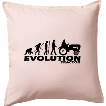 Polštář Evoluce traktor - Polštář 50x50 - 50x50 - Pouze potah ( Světle růžová )