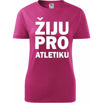 Purpurové dámské tričko Žiju pro atletiku - dárek pro atletku - barva purpurová - velikost S