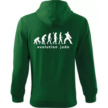 Pánská mikina Judo evoluce - úder - Mikina s kapucí na zip trendy zipper - 3XL ( Lahvově zelená )