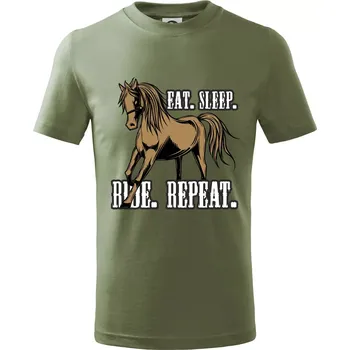 Dětská móda Eat Sleep Ride Repeat Western - Tričko dětské bavlněné - 146 cm/10 let ( Khaki )