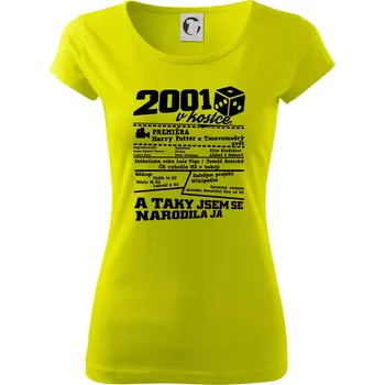 Dámské tričko 2001 v kostce - Dámské triko Pure - S ( Limetková )