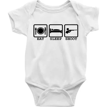 Kojenecký body Eat sleep shot - Body kojenecké s krátkým rukávem - Krátký r. 12-18 měs ( Bílá )