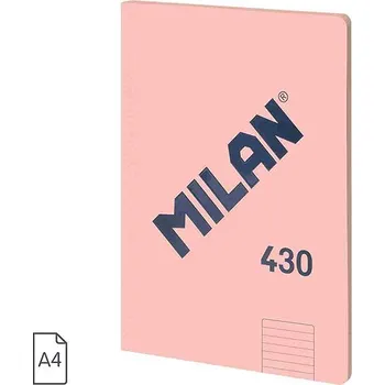 Zápisník MILAN lepený A4 s linkovaným papírem, růžový