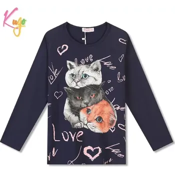 Dívčí tričko Dívčí tričko dlouhý rukáv Kugo FT1216 tmavě modré