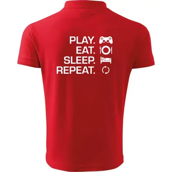 Pánská košile Play Eat Sleep Repeat game - Polokošile pánská Pique Polo 203 - S ( Červená )