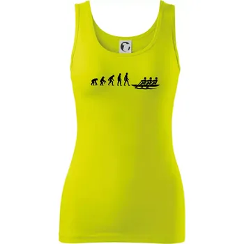 Dámské tričko Evoluce veslování 3 lidi - Dámské tílko - 2XL ( Limetková )