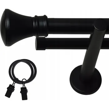 Garnýž GARNÝŽ DVOJITÁ 320 CM 19+19 MM KONCOVKY TICHÉ ŽABKY ČERNÁ BÍLÁ