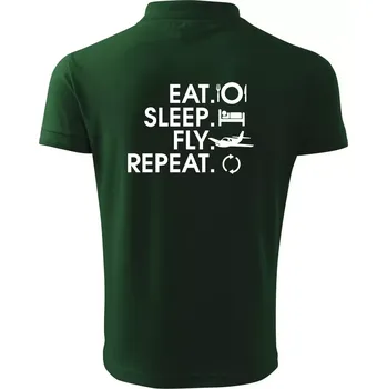 Pánská košile Eat sleep fly repeat - Polokošile pánská Pique Polo 203 - 5XL ( Lahvově zelená )