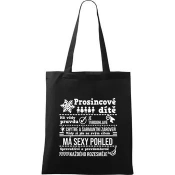 Narozeniny prosinec - Taška bavlněná - 42 x 38 cm ( Černá )