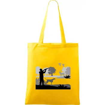 Lovec a ohař v lese - Taška bavlněná - 42 x 38 cm ( Žlutá )