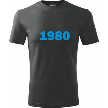 Grafitové tričko s rokem narození 1980 - trička s potiskem k narozeninám - barva antracit - velikost XXXL