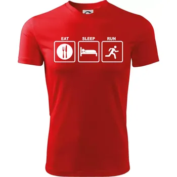Eat sleep run čtverce - Dětské triko sportovní (dresovina) - 146 cm/10 let ( Červená )