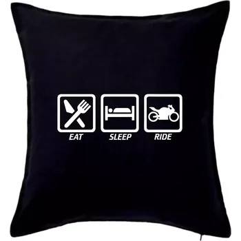 Polštář Eat sleep ride - silnice - Polštář 50x50 - 50x50 - Pouze potah ( Černá )