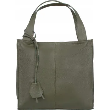 Vera Pelle shopper kabelka z pravé lícové kůže zelená