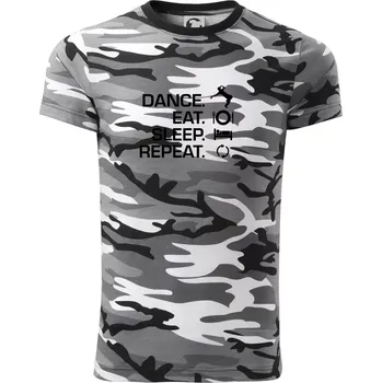 Pánské tričko Dance eat sleep repeat - Kluk - Army CAMOUFLAGE - L ( Šedý maskáč )