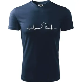 Chlapecké tričko Jezevčík EKG - Dětské triko sportovní (dresovina) - 146 cm/10 let ( Námořní modrá (velmi tmavá - téměř černá) )