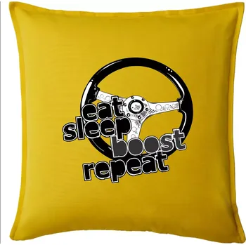 Polštář Eat Sleep Boost repeat - Polštář 50x50 - 50x50 - Pouze potah ( Žlutá )