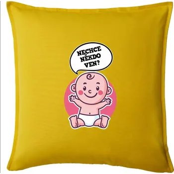 Polštář Nechce někdo ven - Triko pro porodní asistentku - Polštář 50x50 - 50x50 - Pouze potah ( Žlutá )