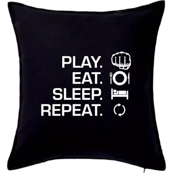 Polštář MMA eat sleep repeat - Polštář 50x50 - 50x50 - Pouze potah ( Černá )
