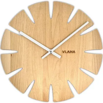 Hodiny VLAHA Přírodní bukové hodiny vyrobené v Čechách se stříbrnými ručkami ⌀32,5cm