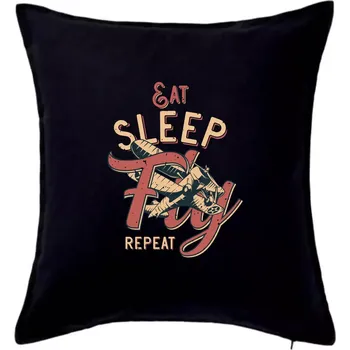 Polštář Eat Sleep Fly Repeat letadlo - Polštář 50x50 - 50x50 - Pouze potah ( Černá )