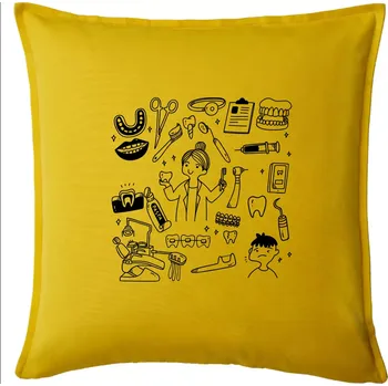 Polštář Veselá zubařka - Polštář 50x50 - 50x50 - Pouze potah ( Žlutá )