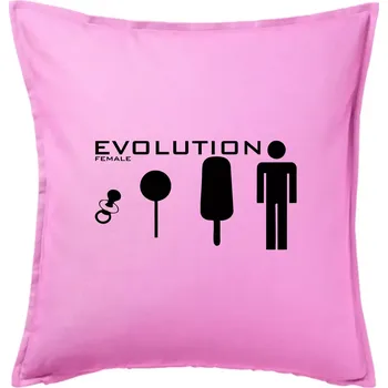 Polštář Evoluce ženy - Polštář 50x50 - 50x50 - Včetně výplně ( Růžová )