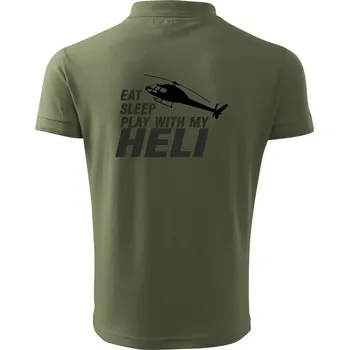 Pánská košile Eat Sleep Play With My Heli - Polokošile pánská Pique Polo 203 - S ( Khaki )