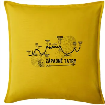 Polštář Profil kopca Západné tatry - Polštář 50x50 - 50x50 - Pouze potah ( Žlutá )