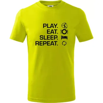 Play Eat Sleep Repeat házená - Tričko dětské bavlněné - 98 cm / 2 roky ( Limetková )