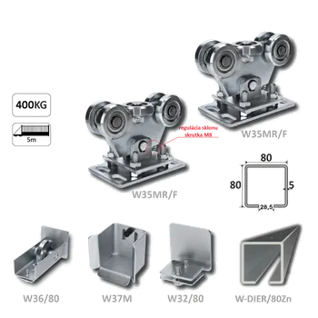 Samonos do 300 kg/5 m, děrovaný profil 80 x 80 x 5 mm, Zn