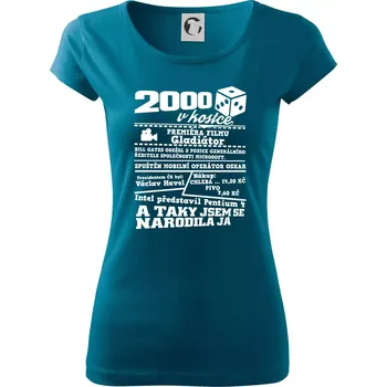 Dámské tričko 2000 v kostce - Dámské triko Pure - 3XL ( Petrolejová )