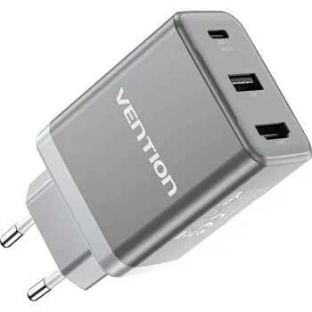 Mobilní telefon Nabíječka do sítě Vention USB-C + USB-A + HDMI GaN Laptop + Nintendo Switch Dock (60W / 5W / 4K@60Hz) Gray