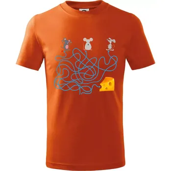Myší cesta hlavolam - Tričko dětské bavlněné - 134 cm/8 let ( Oranžová )