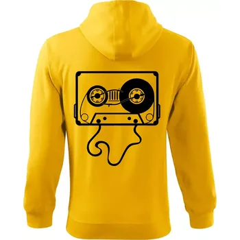 Pánská mikina Gramo kazeta - Mikina s kapucí na zip trendy zipper - XL ( Žlutá )