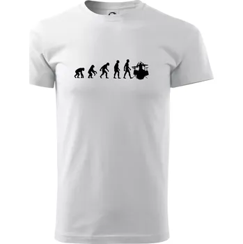 Pánské tričko Evoluce bubeník - Triko extra velké (5-8XL) - 8XL ( Bílá )