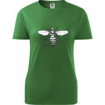 Dámské tričko Zelené dámské tričko se včelou - dárek pro ženu - dárek pro dívku - barva zelená - velikost XL
