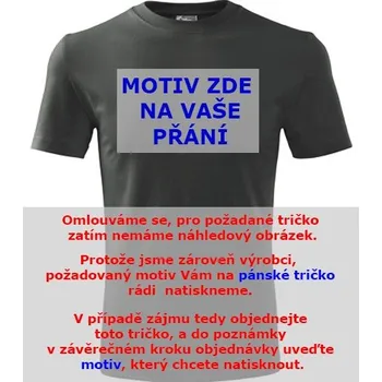 Pánské tričko Grafitové tričko s motivem na přání - tričko s vlastním textem a potiskem - barva antracit - velikost XXL