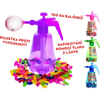 Dětská zbraň Mikro trading Vodní bomby s plničkou - 100 ks v lahvi - 4 barvy