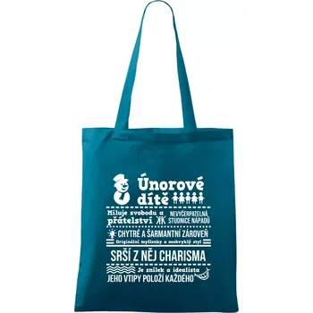 Narozeniny únor - Taška bavlněná - 42 x 38 cm ( Petrolejová )