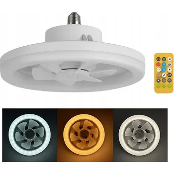 Domácí ventilátor 2v1 VENTILÁTOR ŽÁROVKA STROPNÍ VENTILÁTOR SE SVĚTLEM LED + DÁLKOVÝ OVLADAČ E27