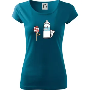 Dámské tričko Lízátko pasta zuby - Dámské triko Pure - M ( Petrolejová )
