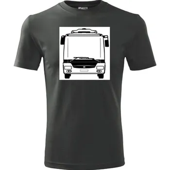 Pánské tričko Grafitové tričko s autobusem SOR NB12 - dárek pro řidiče MHD - barva antracit - velikost S
