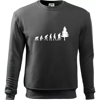 Evoluce dřevorubec - pila a strom - Mikina Essential dětská - 158 cm/12 let ( Tmavá břidlice (šedá se zeleným nádechem) )